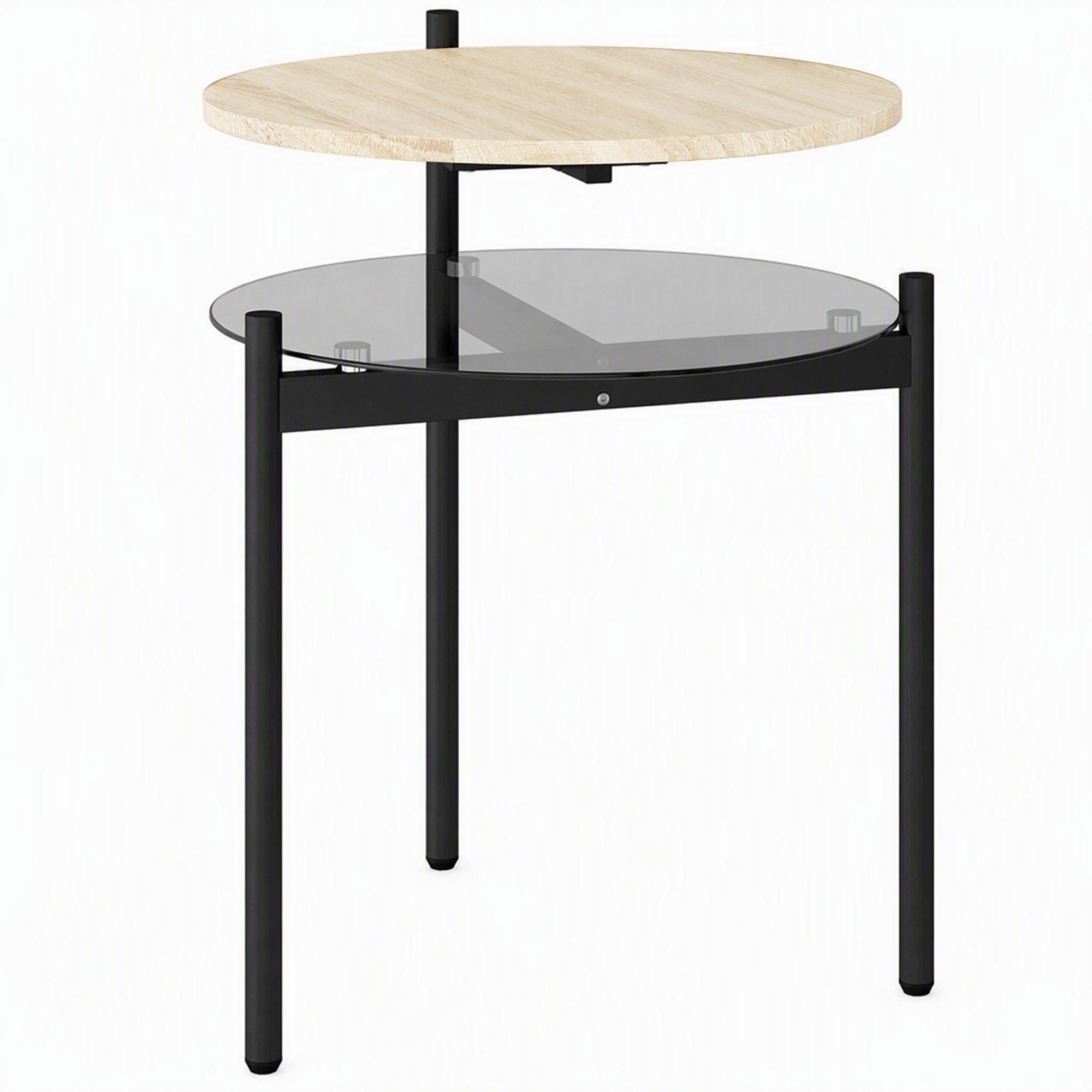 BEISTELLTISCH Spanplatte Glas Eiche - Eichefarben/Schwarz, Glas/Holzwerkstoff (41.8/39.8/53.5cm) - HOMCOM