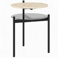 BEISTELLTISCH Spanplatte Glas Eiche - Eichefarben/Schwarz, Glas/Holzwerkstoff (41.8/39.8/53.5cm) - HOMCOM