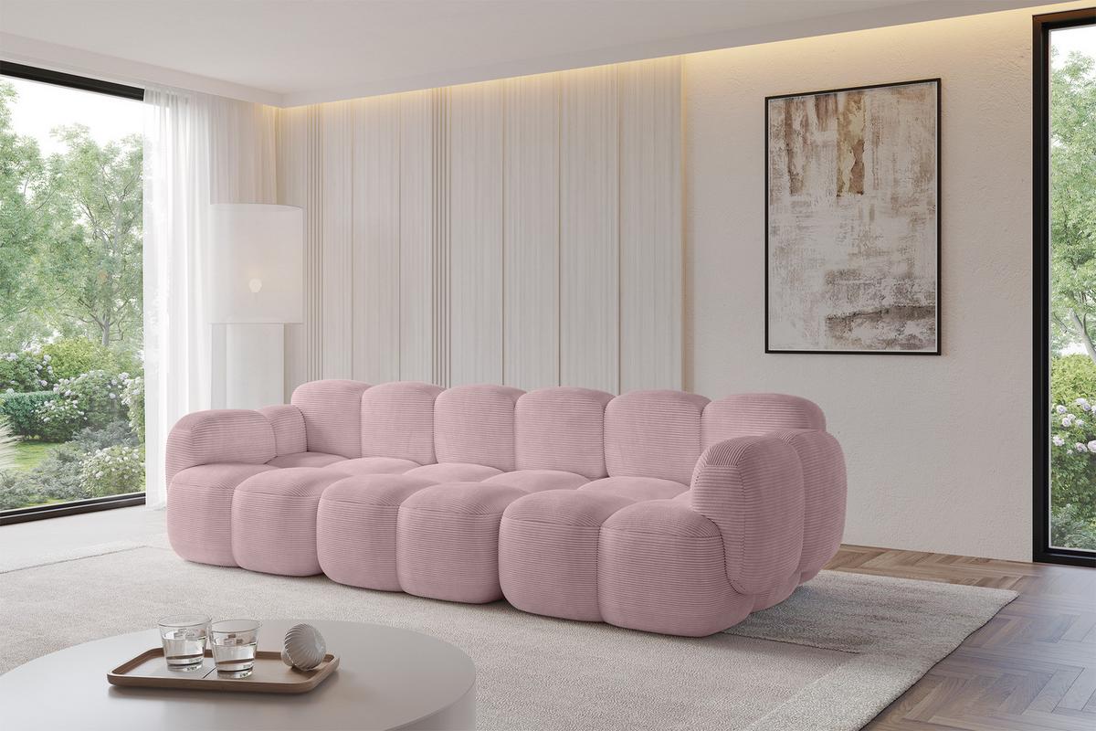 3-SITZER modulares Sofa Miko-S2 300x118x75 cm Rosa Cord - Schwarz/Rosa, Holzwerkstoff/Kunststoff (300/75/118cm) - ALTDECOR