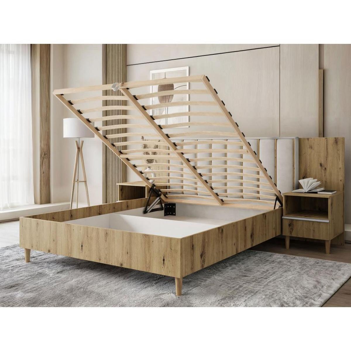 POLSTERBETT Stella 166/211/108 mit 2 Nachttischen grau - Graphitfarben/Grau, Holzwerkstoff/Textil (160/200cm) - Beautysofa