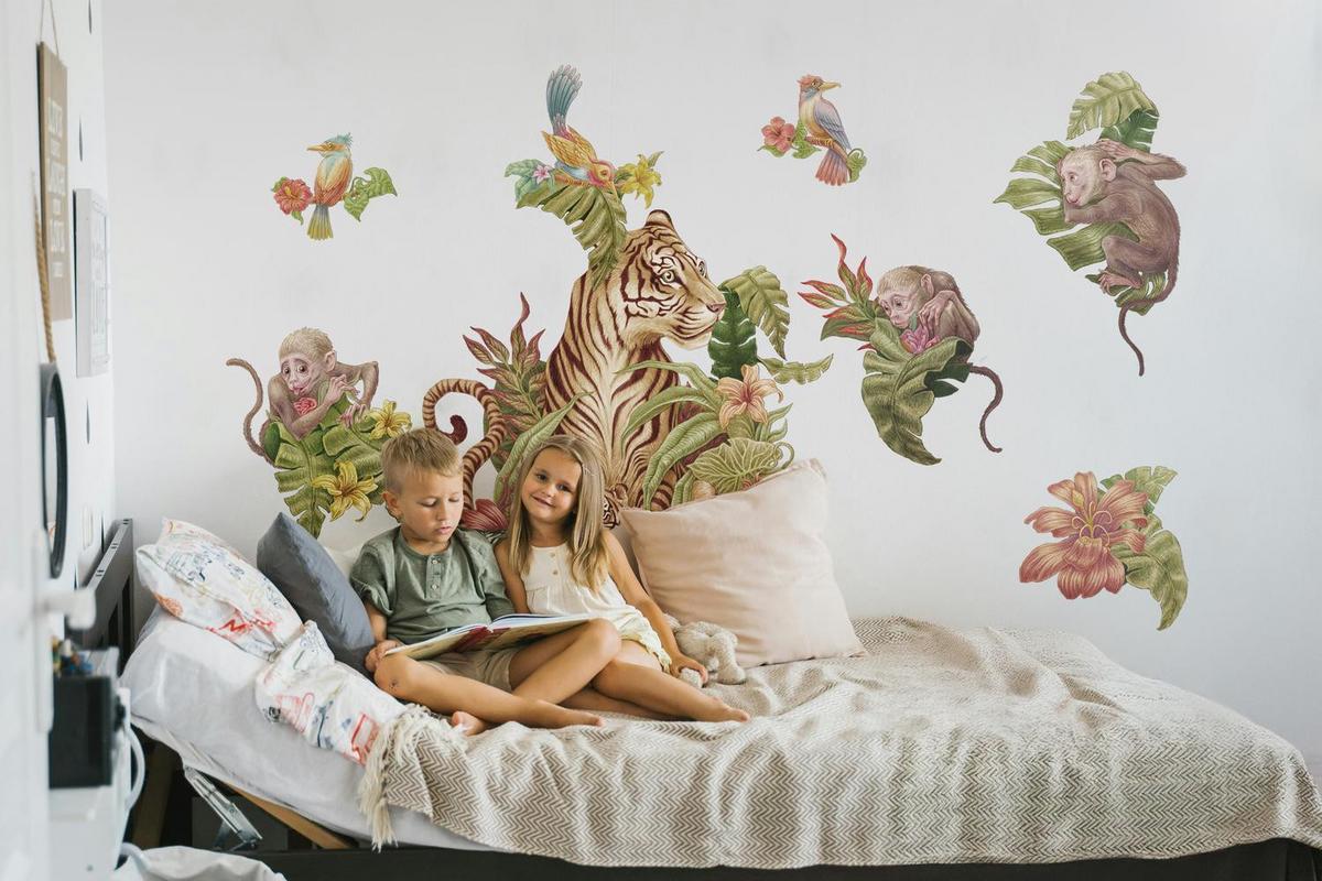 WANDAUFKLEBER 100x133cm - Dschungelsafari - Multicolor, Kunststoff (100/133/0.1cm) - Wallfluent
