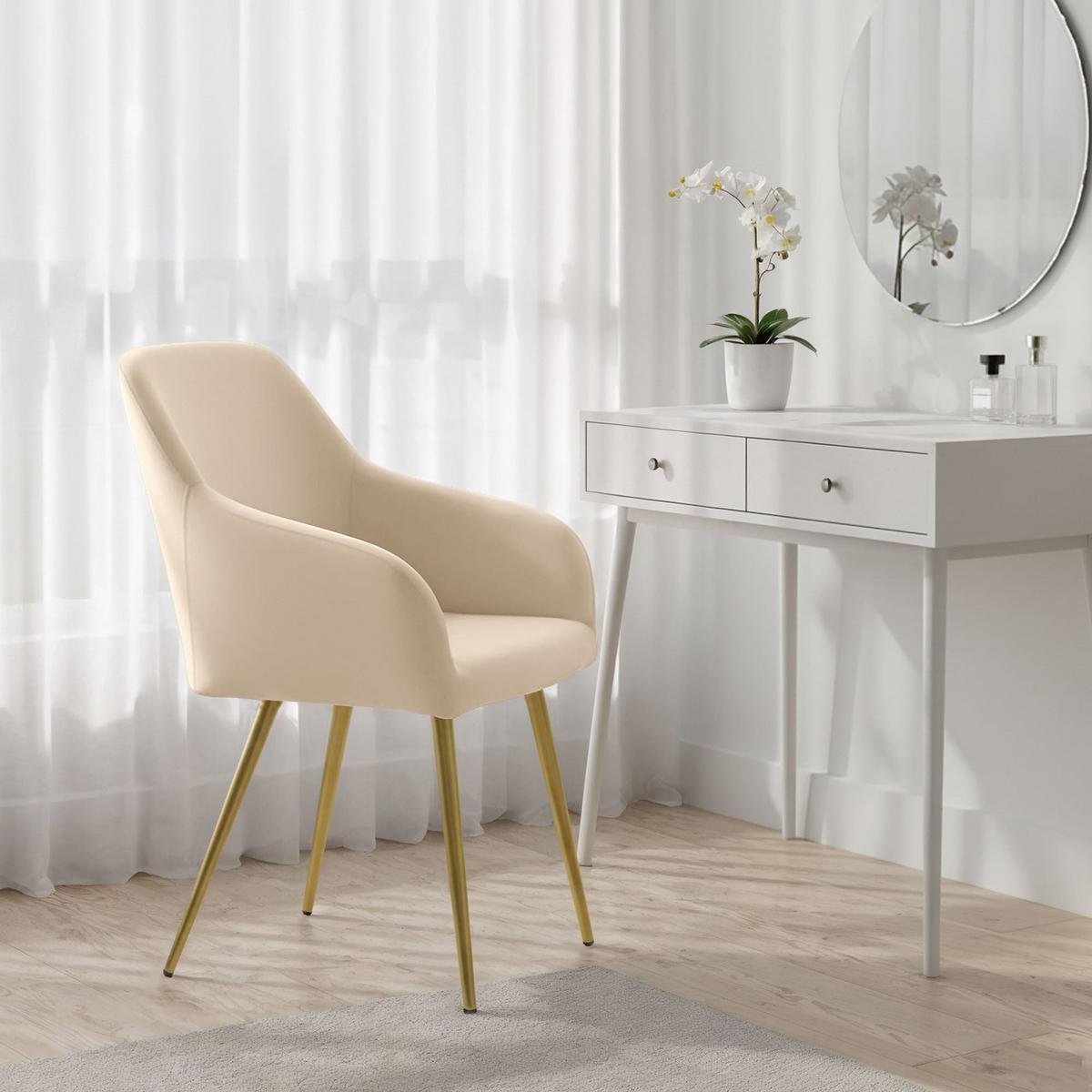POLSTERSTUHL 2er Set, Metallbeine Creme 54,5/83/58 - Creme, Textil (55/83/51cm) - RAUMHIRSCH FURNITURE