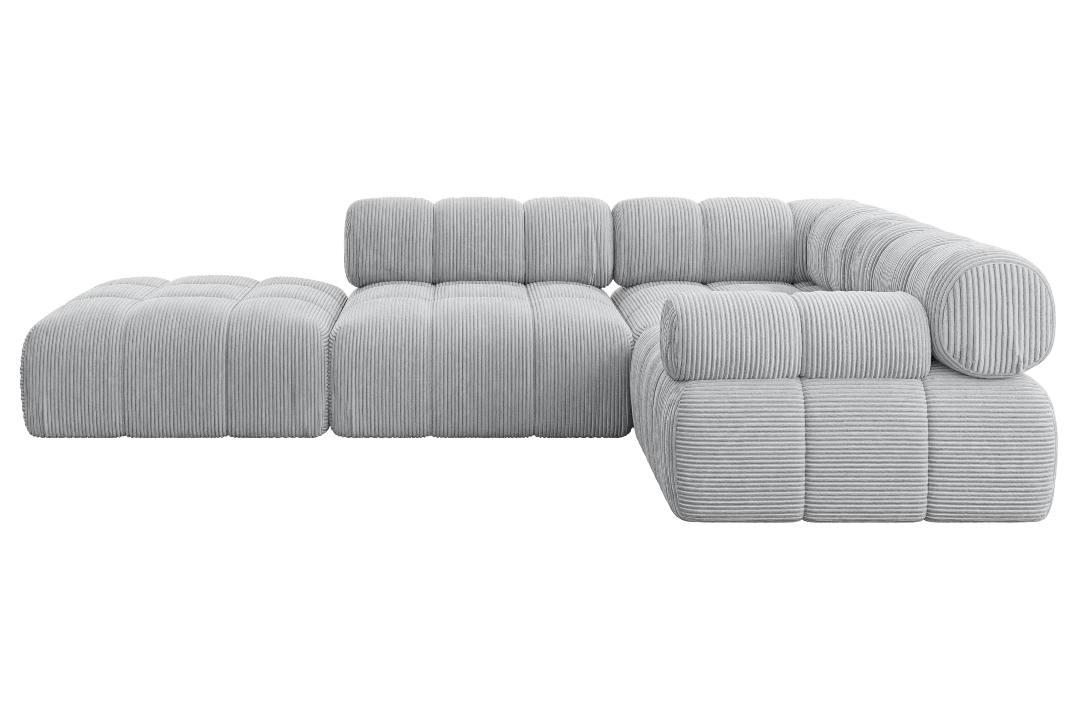 ECKSOFA modulares Sofa Felto-L1 - 285x190x70 cm Grau Cord - Grau, Holzwerkstoff/Textil (285/190cm) - ALTDECOR