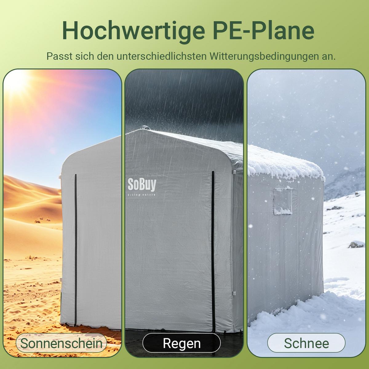 FAHRRADGARAGE Wetterfest für 2-4 Fahrräder, 159x165x219 cm - Silberfarben, Kunststoff (159/165/219cm) - SoBuy