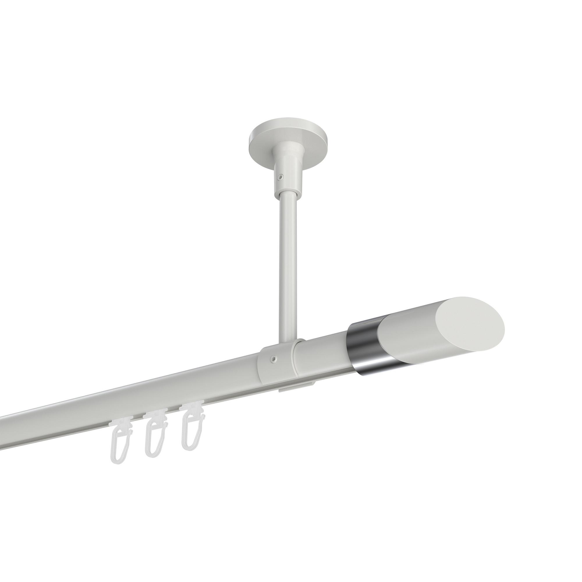 GARDINENSTANGE INNENLAUF Sonette Verano 280 cm (geteilt in 2 x 140 cm), 1-läufig, 20 mm Ø Weiß - Chromfarben/Weiß, Metall (280cm) - INTERDECO