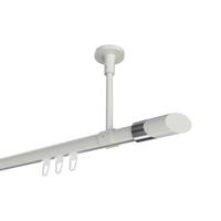 GARDINENSTANGE INNENLAUF Sonette Verano 280 cm (geteilt in 2 x 140 cm), 1-läufig, 20 mm Ø Weiß - Chromfarben/Weiß, Metall (280cm) - INTERDECO