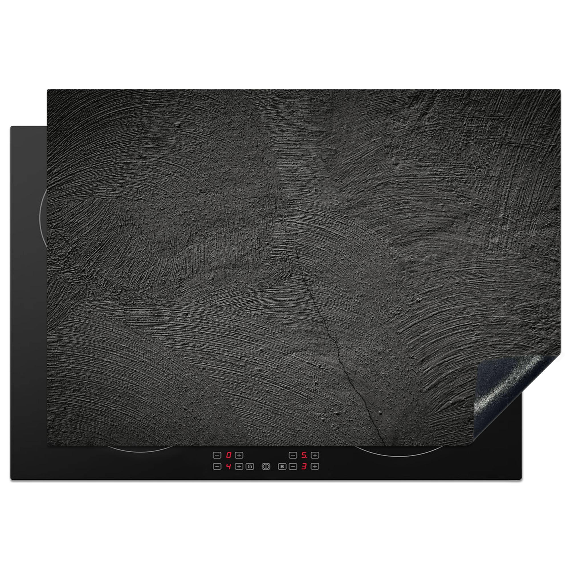 HERDABDECKPLATTE Beton - Schwarz - Industriell Herdabdeckung Induktionsfeld 75x52 cm - Anthrazit, Kunststoff (75/52/0.2cm) - MuchoWow