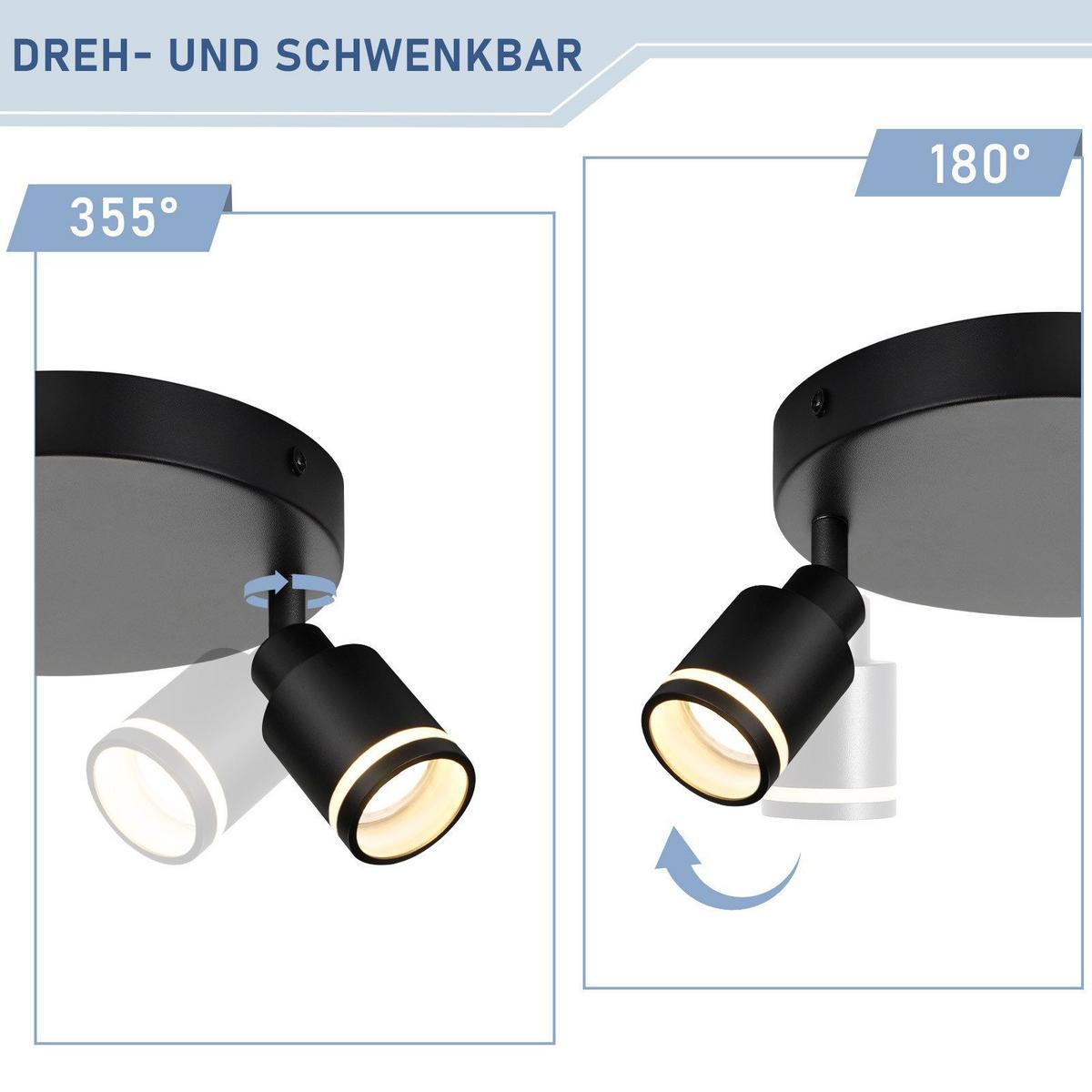 DECKENSTRAHLER Lübeck 2-flammig 20/20/15.7 cm - Schwarz, Metall (20/20/15.7cm) - Nettlife