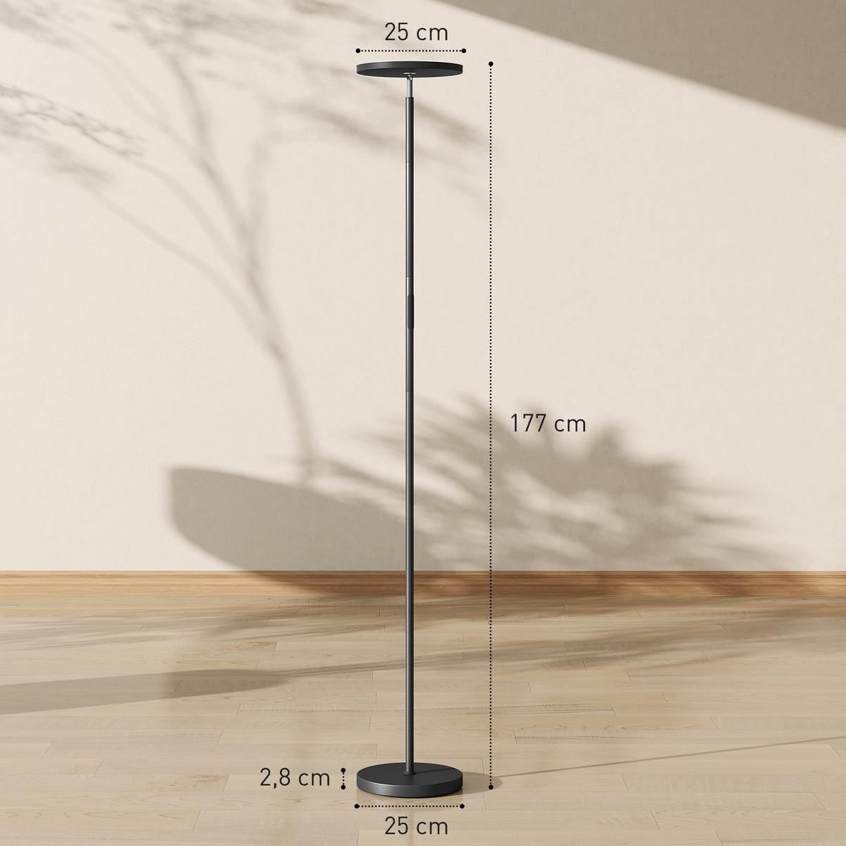 STEHLAMPE Stahl Kunststoff Schwarz - Schwarz, Metall (25/25/177cm) - HOMCOM