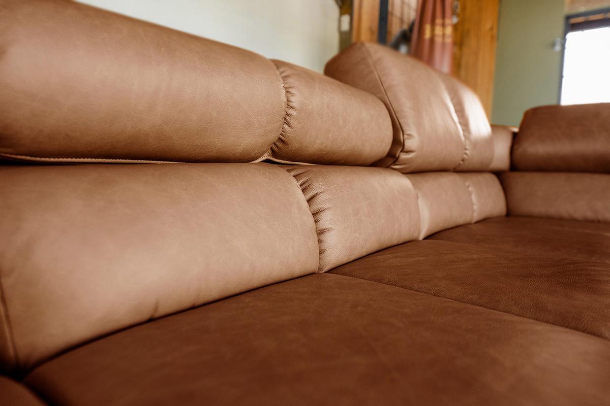 ECKSOFA NELSON Braun Leder Relaxfunktion - Schwarz/Braun, Leder/Metall (321/216cm) - KAWOLA