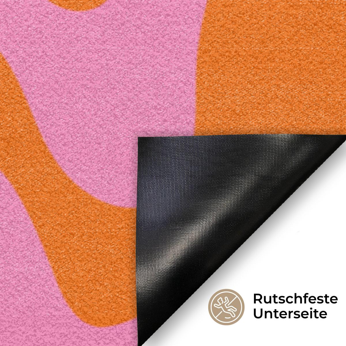FUSSMATTE Muster - Rosa - Orange - Abstrakt - Modern Türmatte 90x60 cm - Pink, Kunststoff (90/0.4cm) - MuchoWow