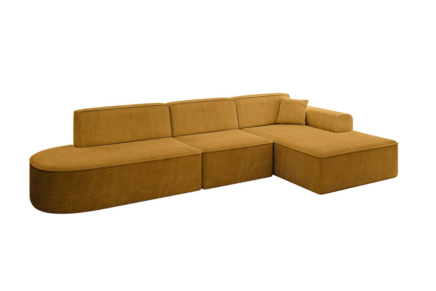 ECKSOFA Ottomane Rechts IREA-L2-v3 - 327x165x77 cm Senfgelb - Grün, Holzwerkstoff/Textil (327/165cm) - ALTDECOR