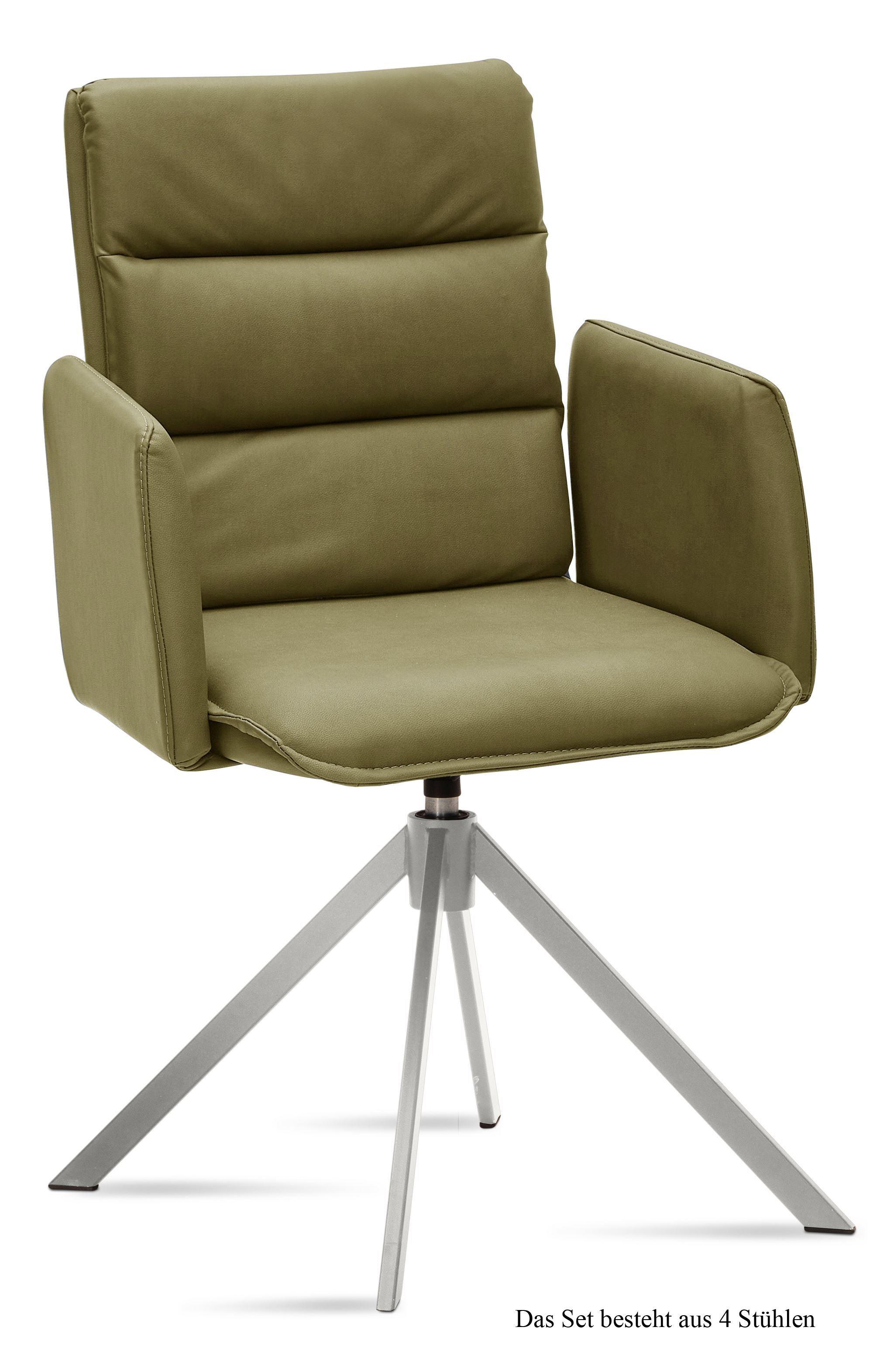 ARMLEHNSTUHL drehbar (4er-Set) Dulsea 52x92x60 Edelstahl/Olivgrün - Edelstahlfarben/Olivgrün, Kunststoff (60/92/52cm) - 58aufmkessel