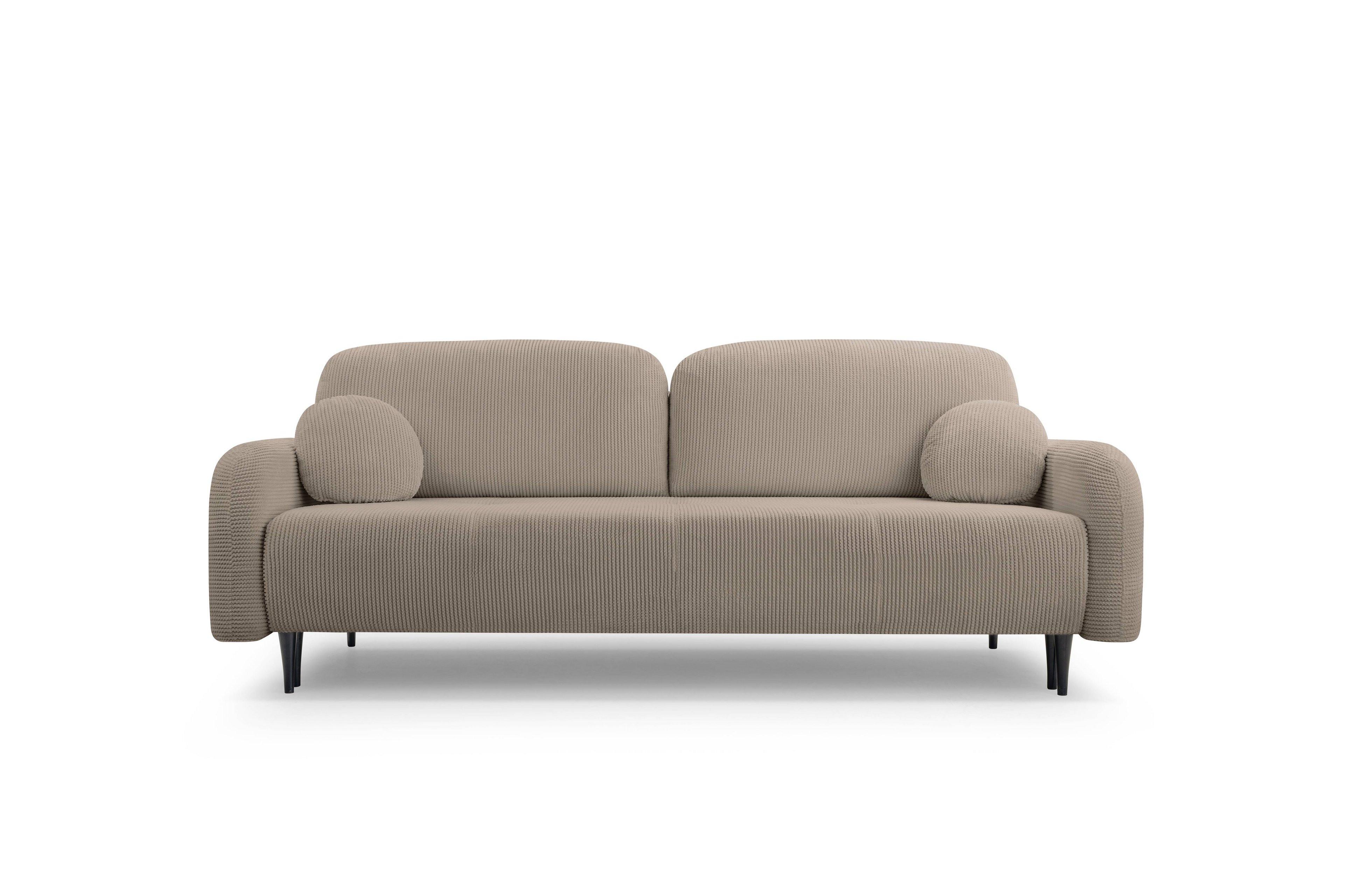 BETTSOFA VIVO Braun Geflochtener Stoff mit Schlaffunktion - Braun, Holz (230/95/102cm) - MASSENO