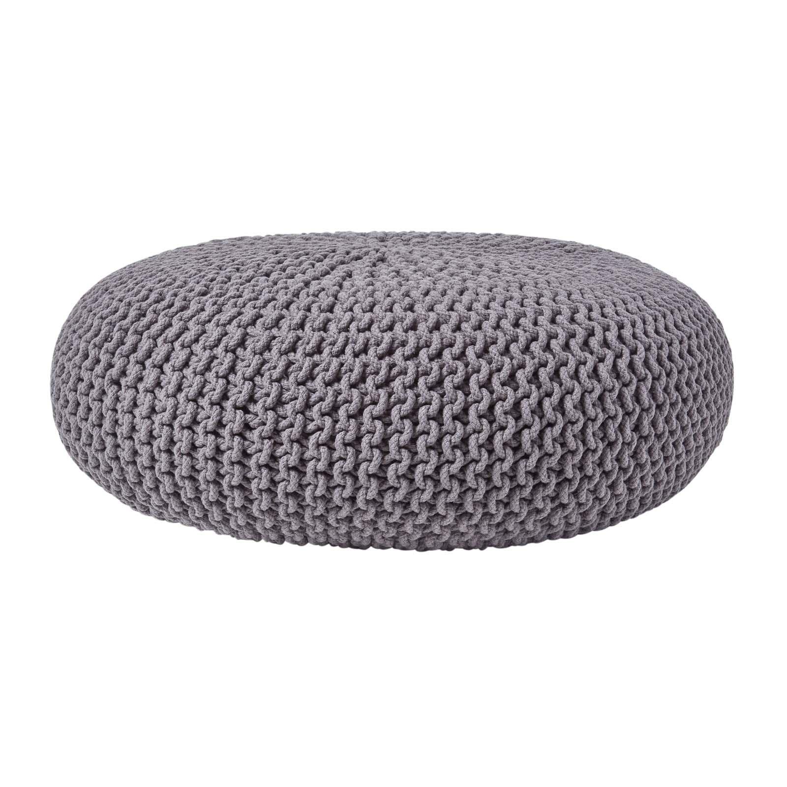 STRICK-POUF grau, Bodenkissen rund 70/70/23 cm - Grau, Textil (70/23/70cm) - Homescapes