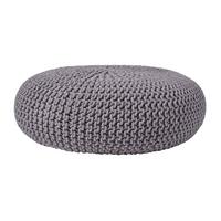 STRICK-POUF grau, Bodenkissen rund 70/70/23 cm - Grau, Textil (70/23/70cm) - Homescapes