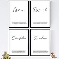 POSTER Set mit 4 Englisch ‚Paare‘ Wörter mit Definitionen A3 Schwarzer Rahmen - Schwarz, Papier (29.7/3cm) - Nacnic