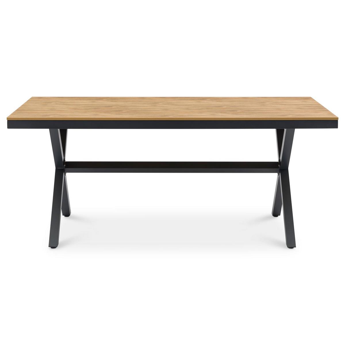 GARTENTISCH ISOLA grau/natur - Schwarz/Naturfarben, Kunststoff/Metall (100/180/76cm) - IDIMEX