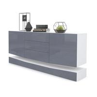 SIDEBOARD City Fronten in Grau Hochglanz - Grau, Holzwerkstoff (178/82/39cm) - Vladon