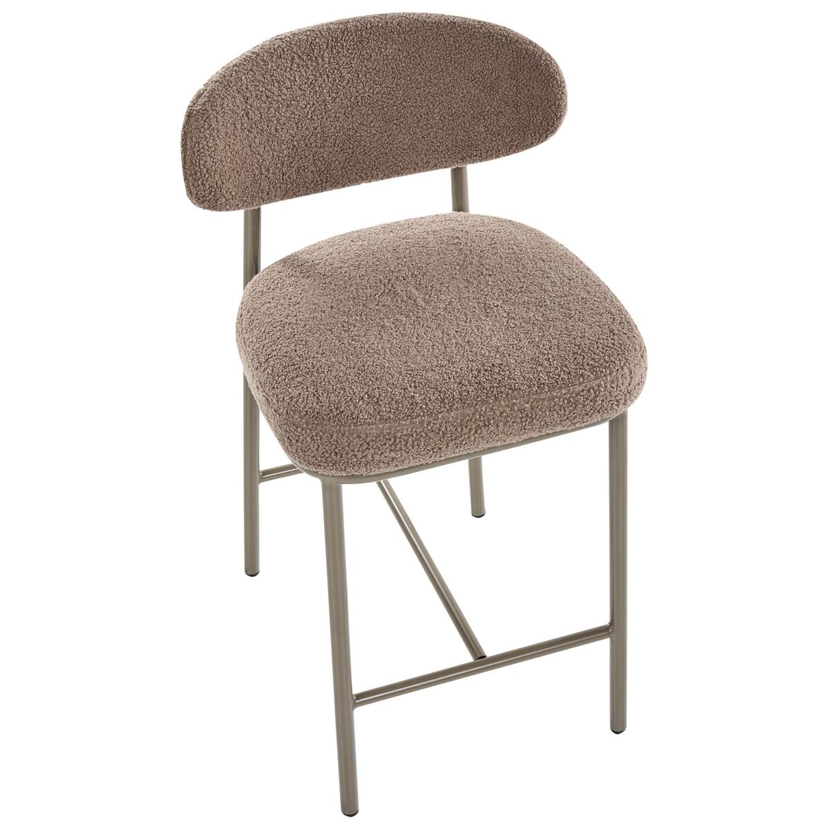 BARSTUHL 2er-Set Bouclé Taupe Unity - Taupe/Beige, Textil (50/92/55cm) - Beliani