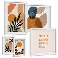 BILDER SET 5er Set - 50x50 cm & 20x30 cm & 40x60 cm Weißer Rahmen - Moderne Pflanzenmotive - Weiß, Kunststoff (40/60cm) - TULUP