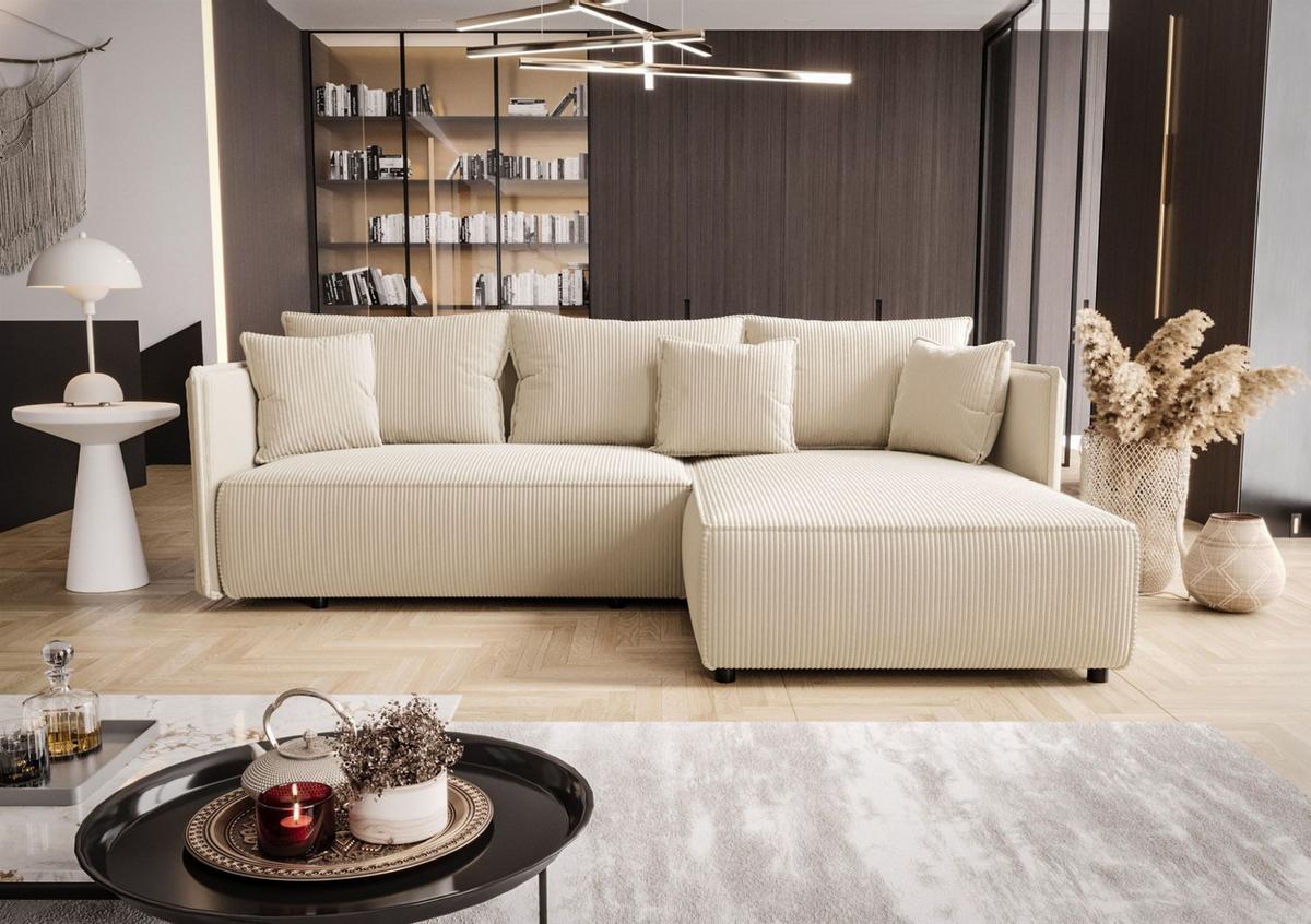 ECKSOFA Evora - Creme, Holzwerkstoff/Textil (245/185cm) - Fun Möbel