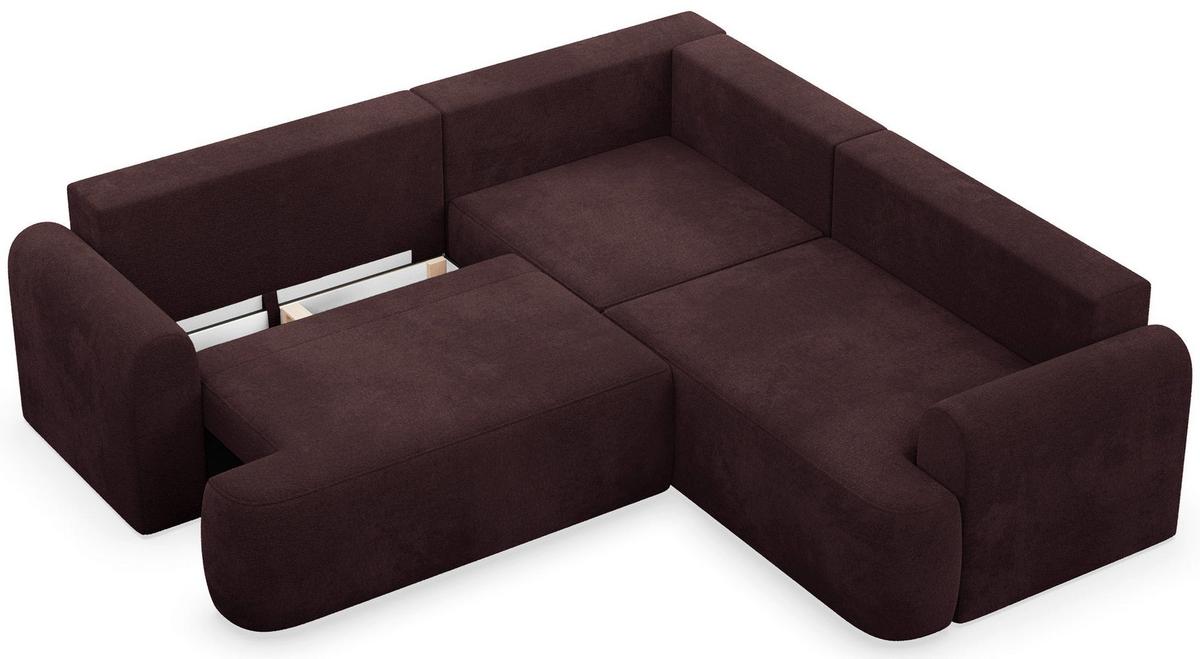 ECKSOFA Kaveo 245 cm universell mit Eckelement - Pflaume/Schwarz, Kunststoff/Textil (245/245cm) - Selsey
