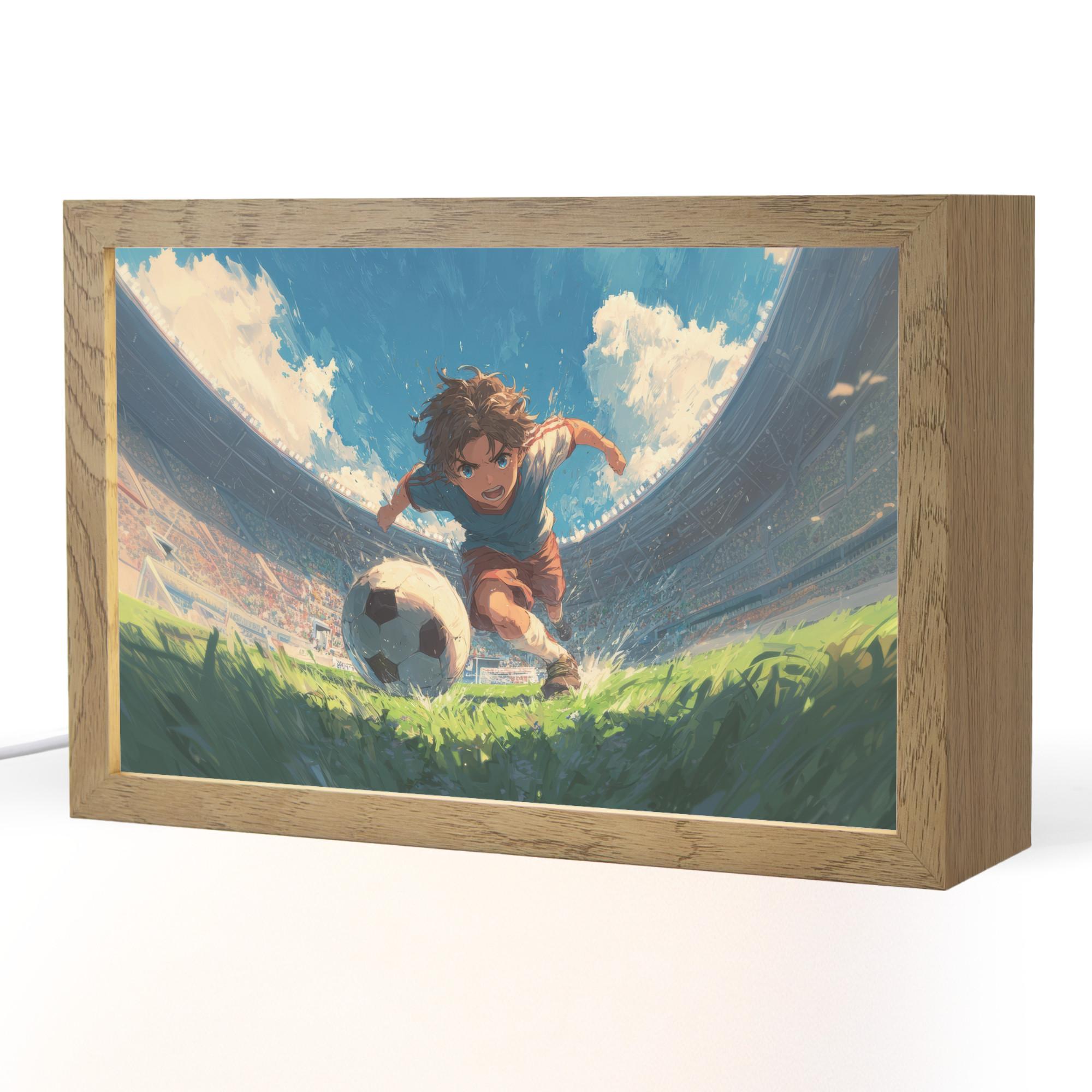 NACHTTISCHLAMPE Stadion - Fußballer - Ball 30x20 cm - Blau, Holzwerkstoff (8/30/20cm) - OnlyWow