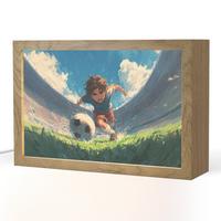 NACHTTISCHLAMPE Stadion - Fußballer - Ball 30x20 cm - Blau, Holzwerkstoff (8/30/20cm) - OnlyWow