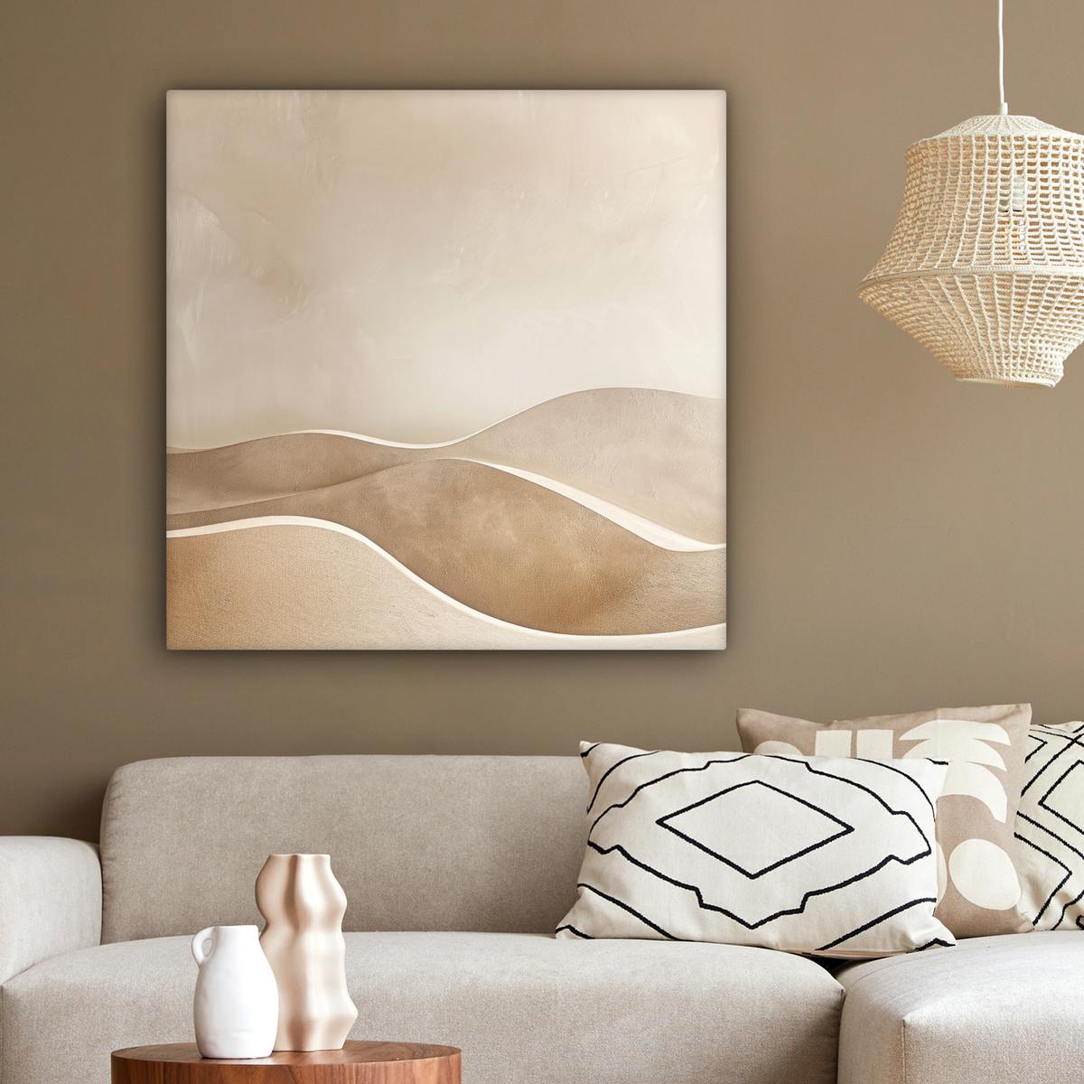 LEINWANDBILD Beige - Natur - Abstrakt - Modern Deko Groß 90x90 cm - Beige, Textil (90/90cm) - MuchoWow