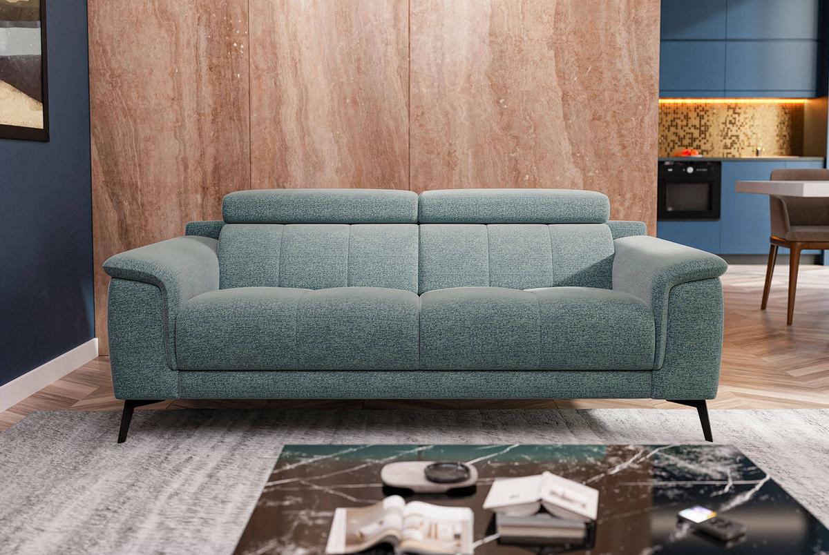 SOFA FIERO 3-Sitzer, mintgrün - Schwarz/Mintgrün, Holzwerkstoff/Textil (212/82/103cm) - Wozimo