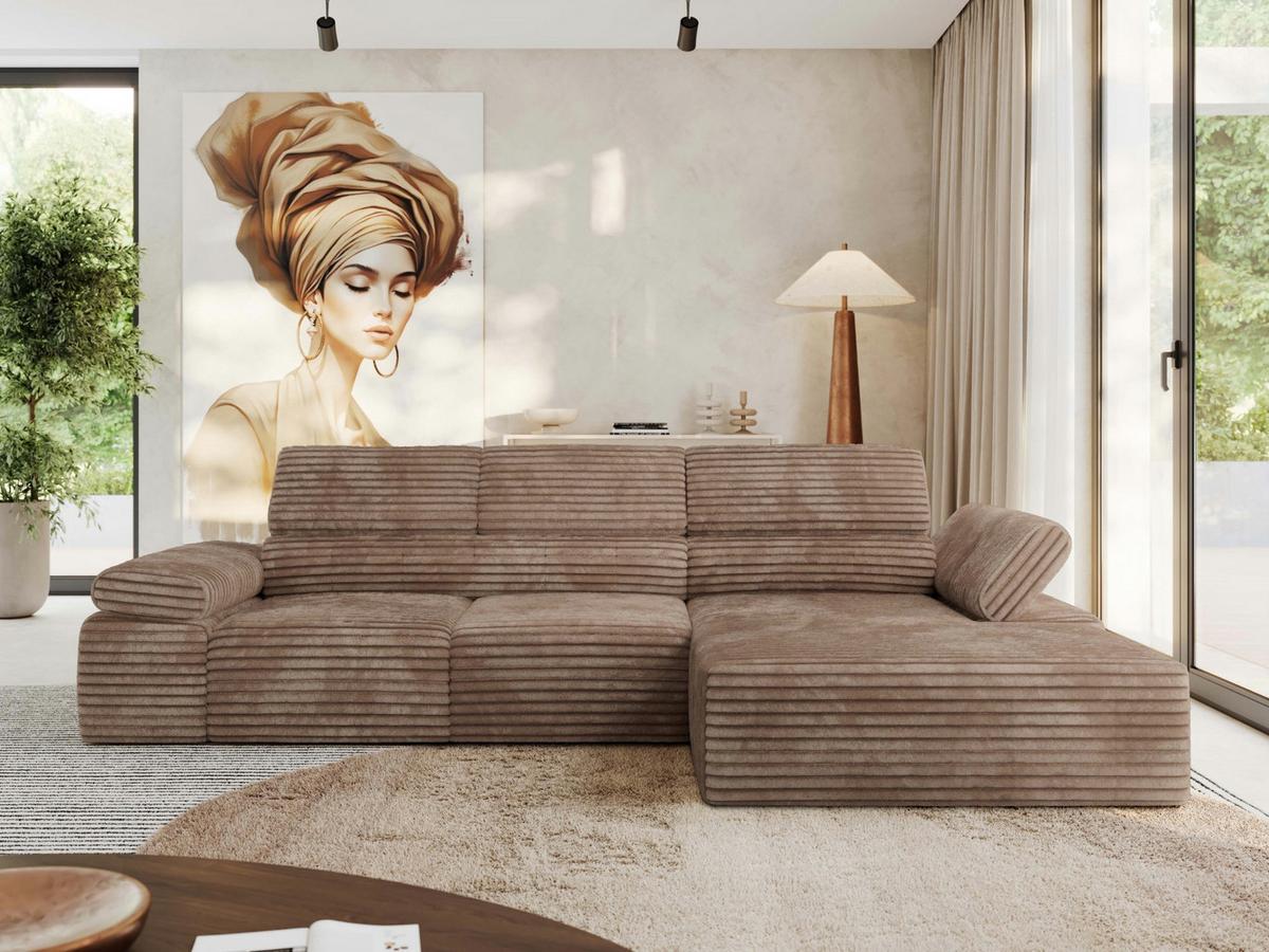 ECKSOFA RILASSO L Braun Cord - rechts - Schwarz/Braun, Kunststoff/Textil (174/296cm) - MKS