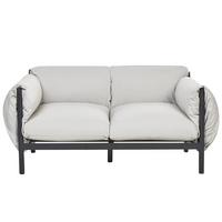 GARTENSOFA 2-Sitzer Aluminium hellgrau/schwarz Esperia - Schwarz/Grau, Metall (144/80/96cm) - Beliani