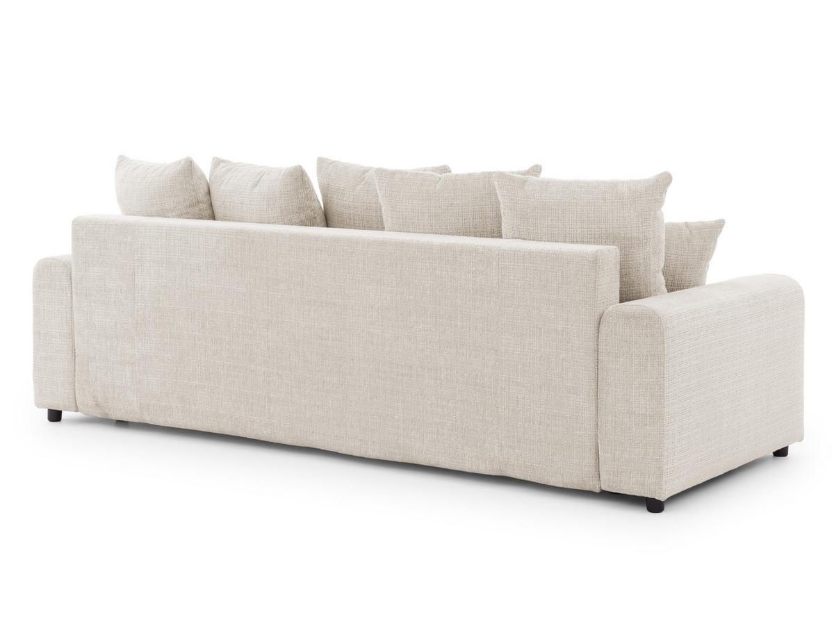 SCHLAFSOFA Calma mit Bettkasten im Bumpy-Design aus weichem Beige Chenille-Stoff - Beige/Schwarz, Holz/Kunststoff (239/88/98cm) - S-Style Möbel