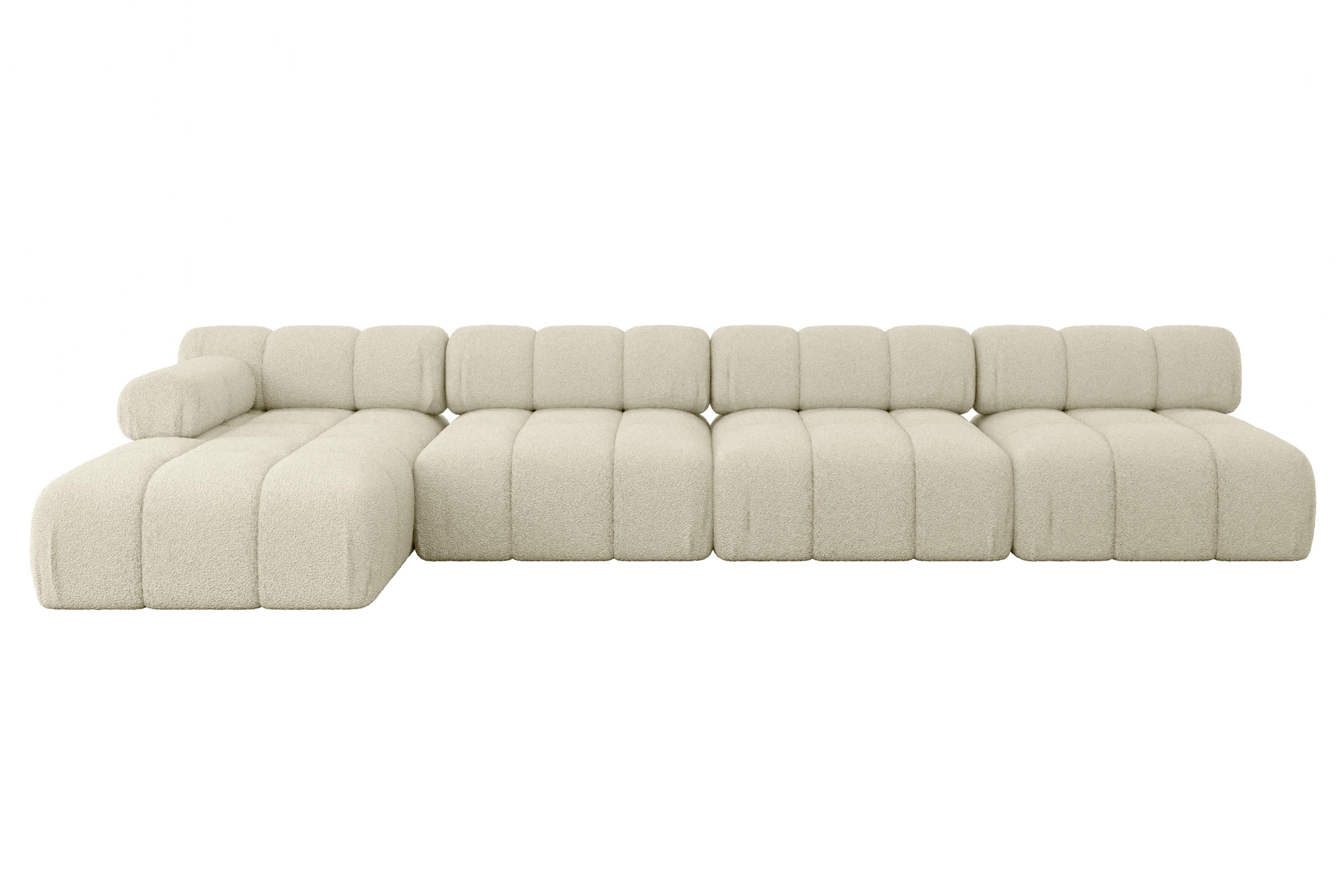 ECKSOFA modulares Sofa Razon-L3 - 380x160x70 cm Beige Bouclé - Beige, Holzwerkstoff/Textil (380/160cm) - ALTDECOR