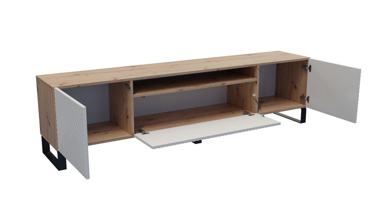 LOWBOARD VAREN 200/41/40 cm, Stand-TV-Schrank Eiche Artisan - Weiß/Eiche Artisan, Holzwerkstoff (200/41/40cm) - MASSENO