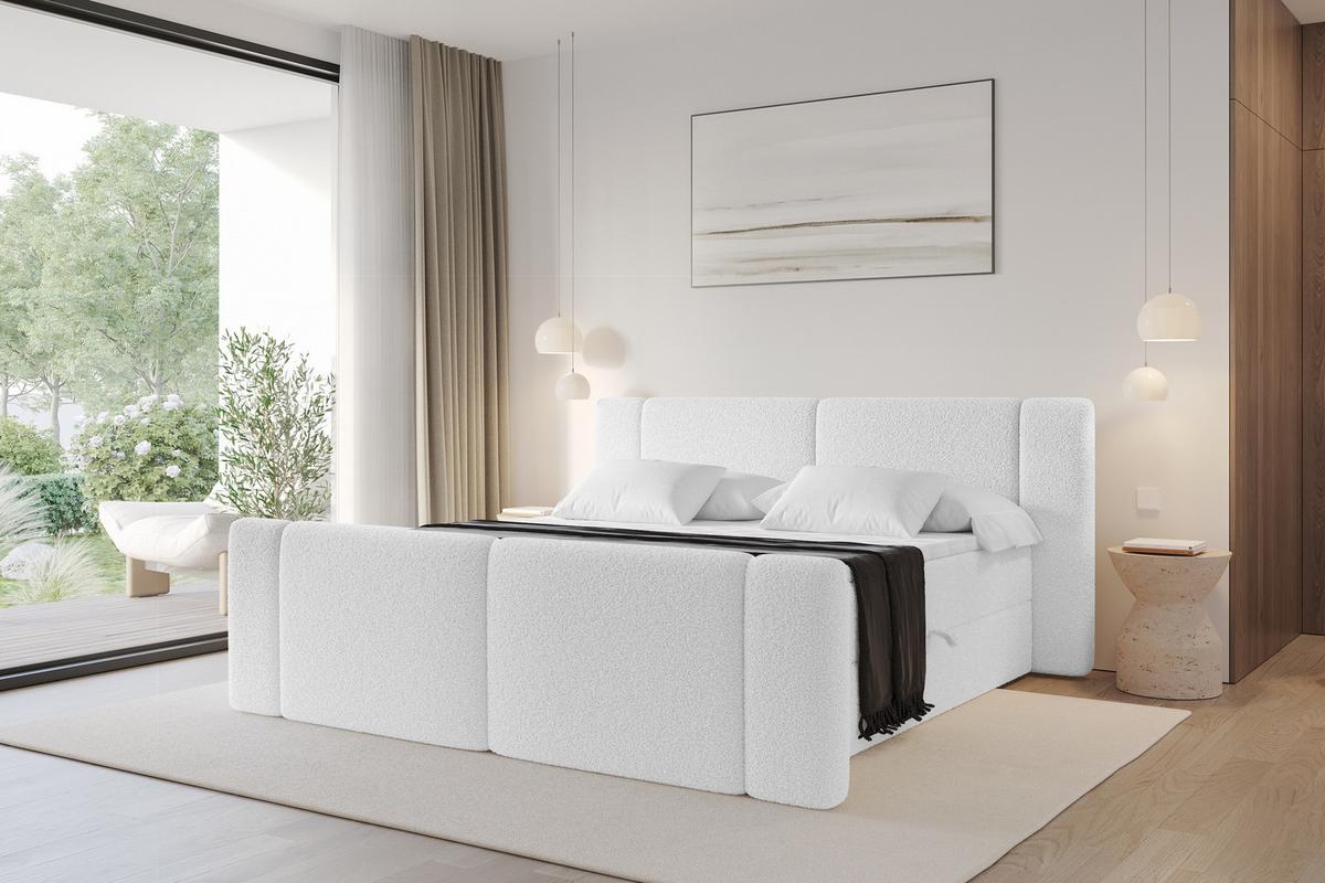 BOXBETT mit Matratze H3 - EVON Zanozek - 180x200 cm Weiß - Weiß, Holzwerkstoff (180/200cm) - ALTDECOR