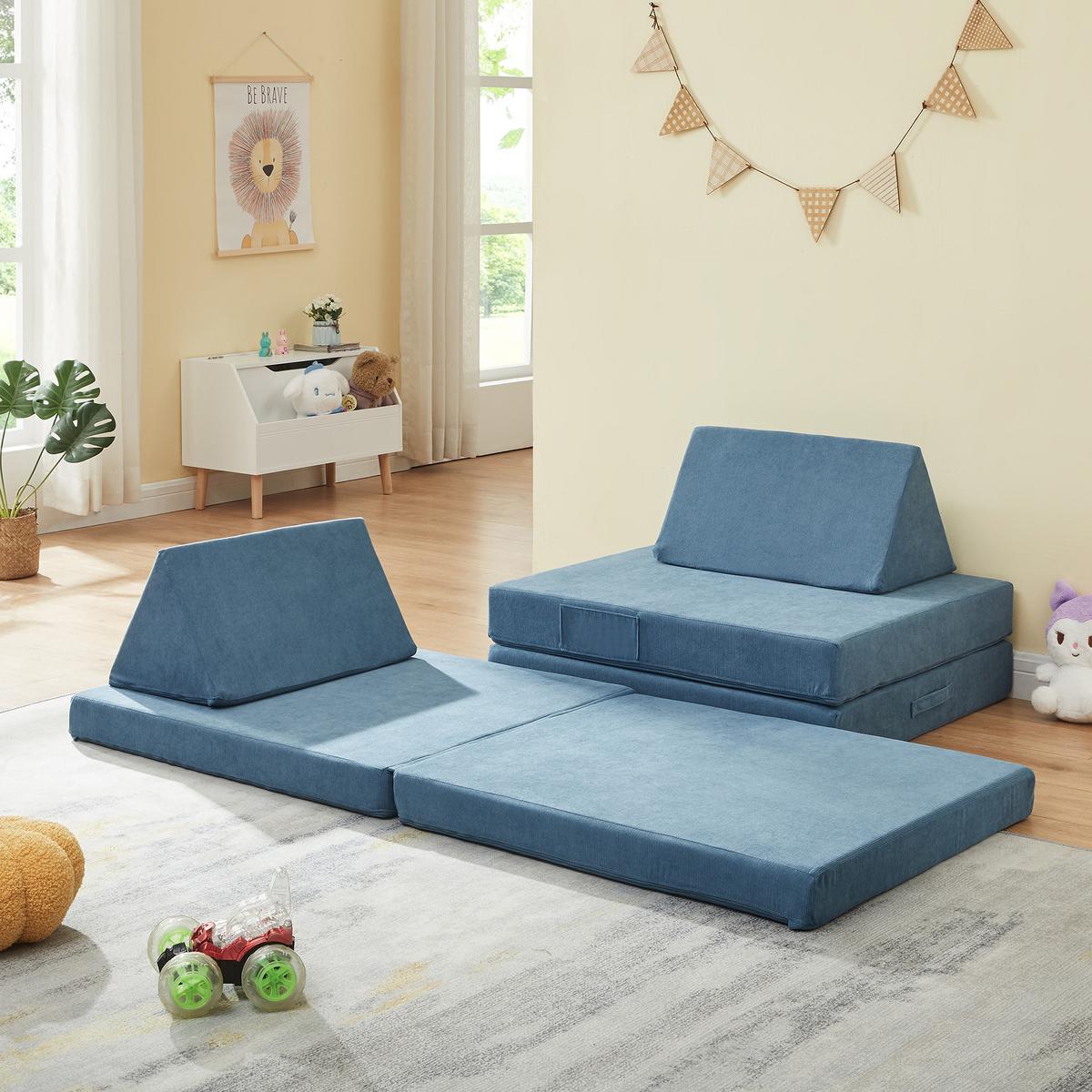 SPIELSOFA Norhulta - Blau, Textil (150/46/66cm) - [en.casa]