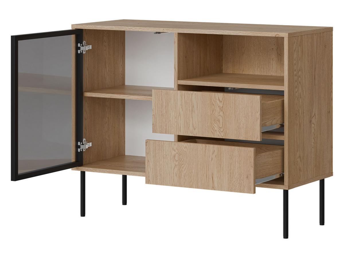 KOMMODE Domi 100 1D2S - Eichefarben/Schwarz, Holzwerkstoff/Metall (100/80/40cm) - MIRJAN24