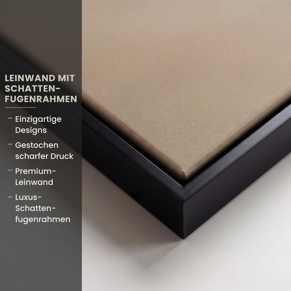 LEINWAND Bilder mit Rahmen - Vogel - Beige - Japanisch - 50x50 - Taupe, Textil (50/50cm) - MuchoWow