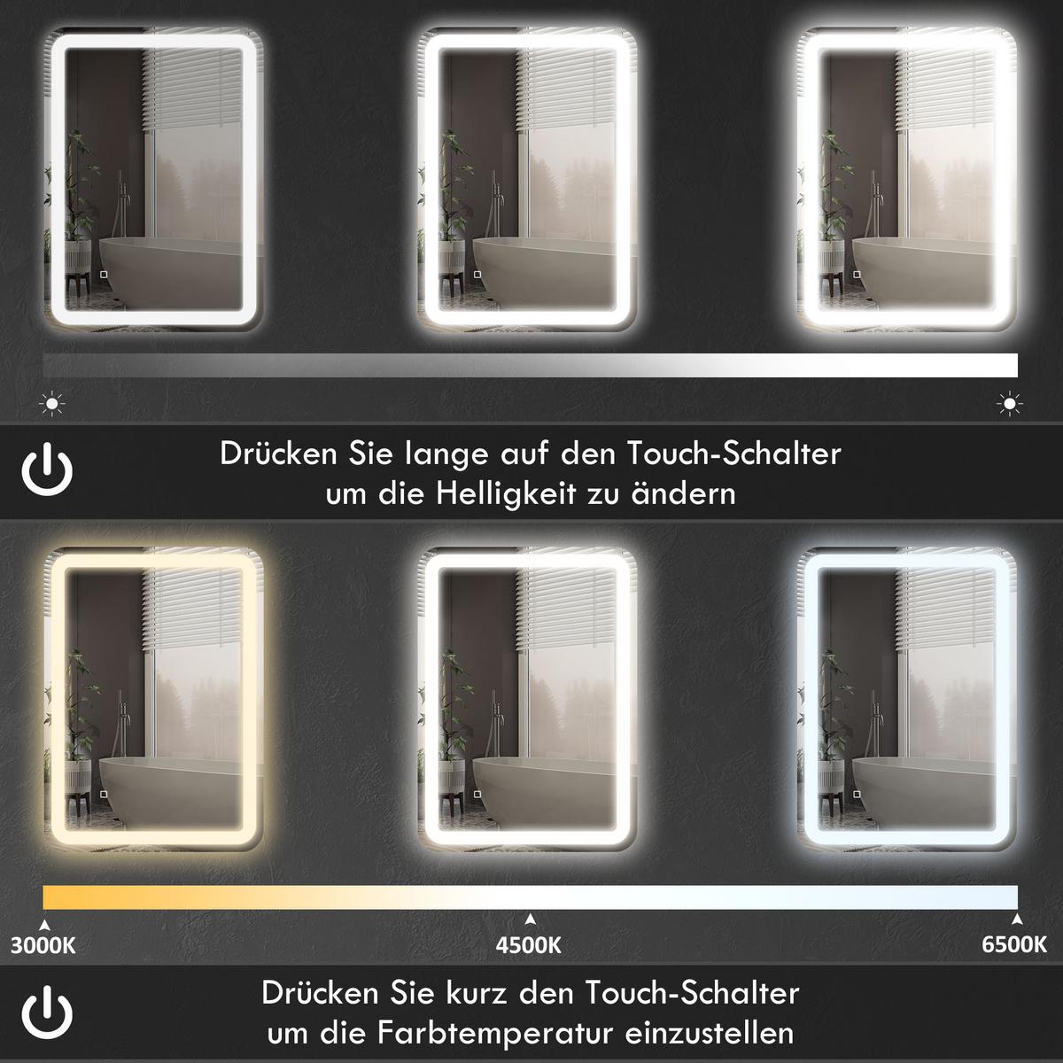 BADSPIEGEL Hartglas Silber - Silberfarben, Glas (70/4/90cm) - HOMCOM