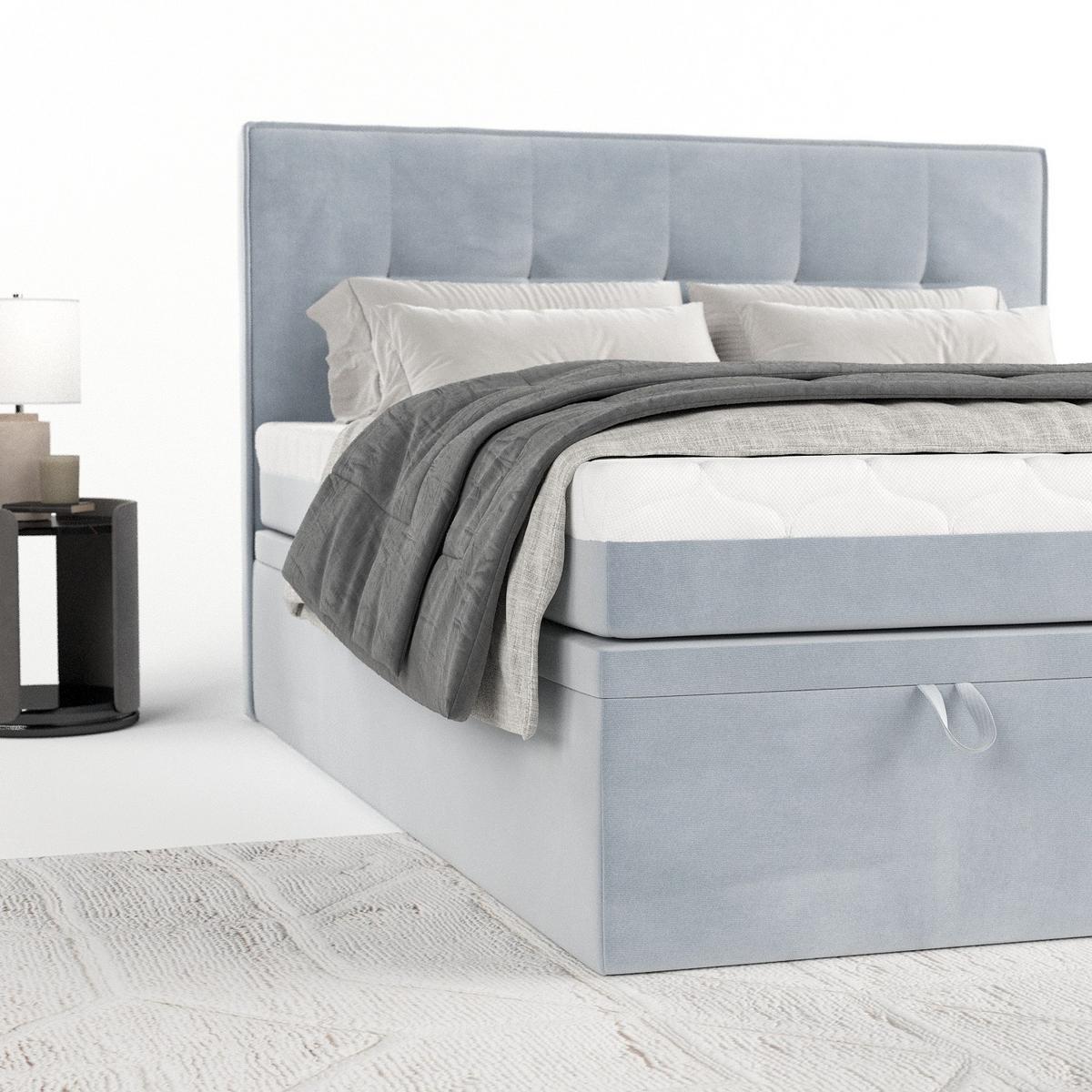 BOXBETT Arivo 180/200 cm Hellgrau im Paros Stoff - Hellgrau/Schwarz, Holz/Holzwerkstoff (180/200cm) - AltaBeds