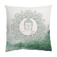 KISSENBEZUG Buddha Mandala im Nebel 40/40 cm - Grün, Textil (40/40cm) - Bilderwelten