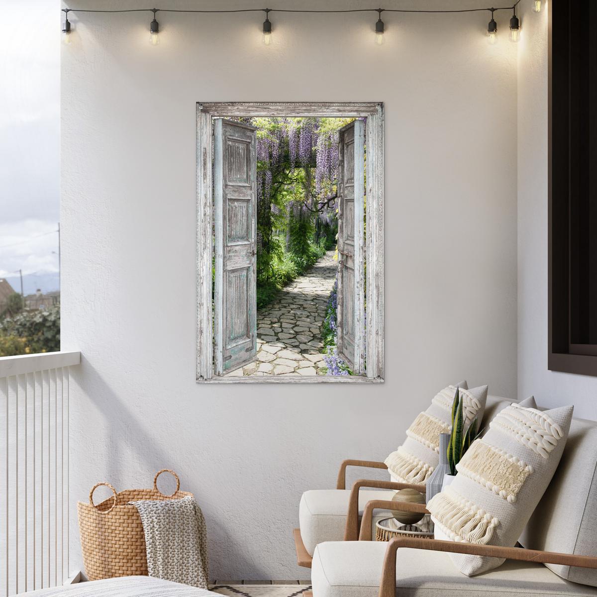 GARTENPOSTER Aussicht - Wald - Steine - Frühling Outdoor Bilder 80x120 cm - Hellgrau, Kunststoff (80/120/0.2cm) - OnlyWow