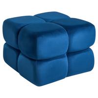 POUF Samtstoff Marineblau Caliente - Hellblau, Textil (60/44/60cm) - Beliani