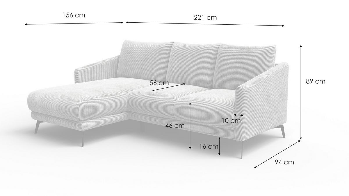 ECKSOFA VILT 3-Sitzer, olive - Schwarz/Olivgrün, Holzwerkstoff/Textil (221/156cm) - Wozimo