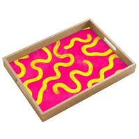 TABLETT Linie - Gelb - Abstrakt 50x35 cm - Pink, Holz (50/5/5cm) - OnlyWow