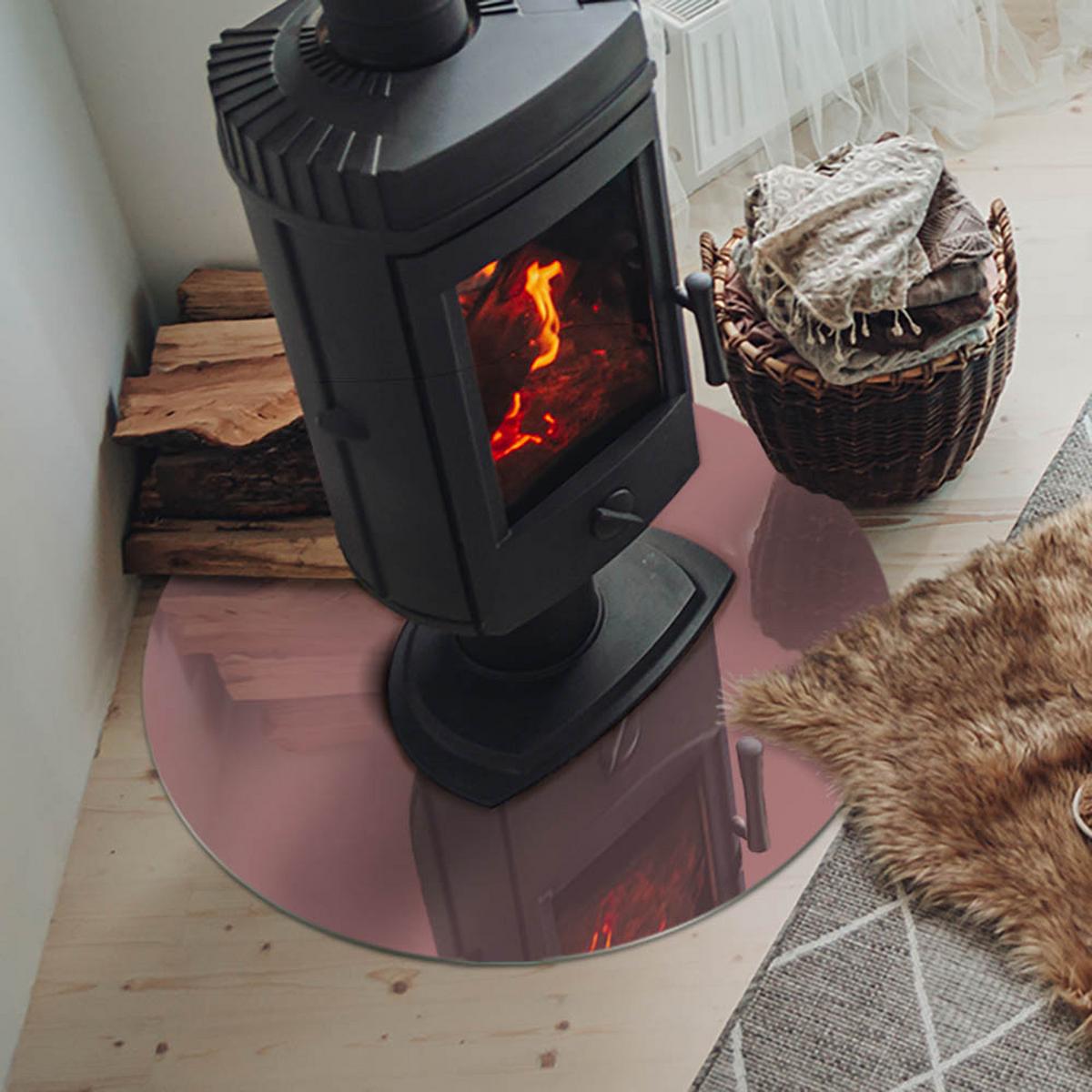 GLASPLATTE für Kamin Ø 70 cm - Pink, Glas (70/70/0.4cm) - TULUP