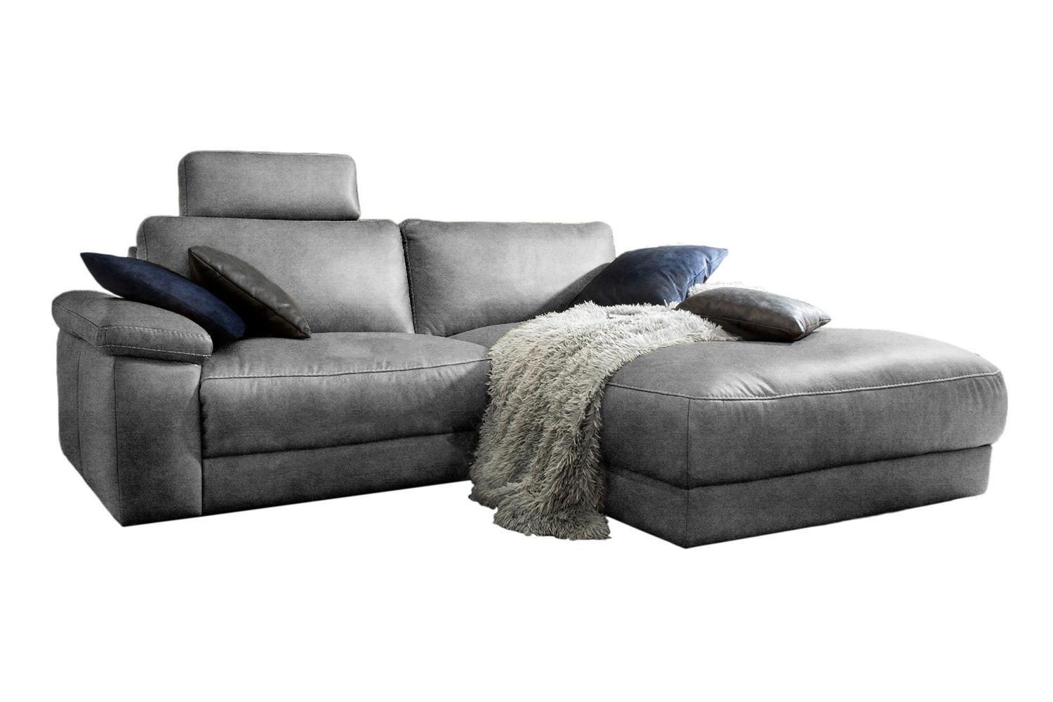 ECKSOFA MOTORISCHER RELAXFUNKTION LOLA Grau Webstoff Relaxfunktion - Schwarz/Grau, Textil (233/178cm) - KAWOLA