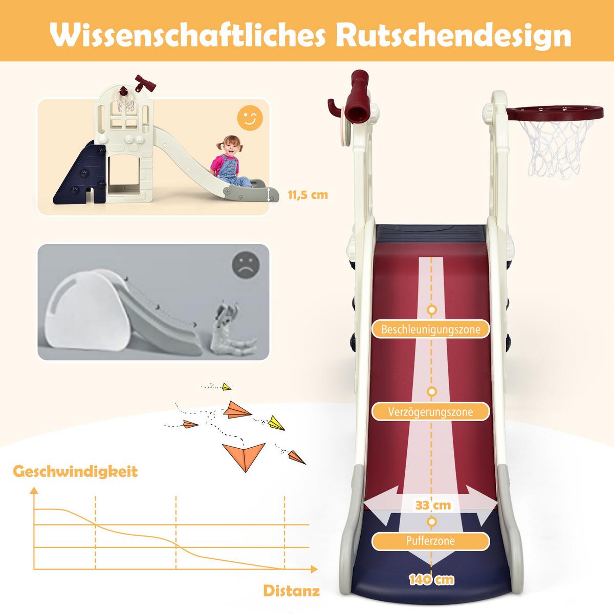 6-IN-1-RUTSCHE FÜR KINDER Blau - Blau, Kunststoff (190/98/83cm) - COSTWAY